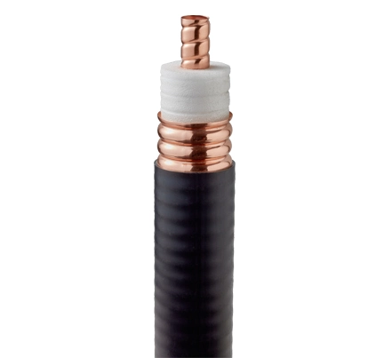 Foam Coaxial RF Cable, Corrugated Copper, 3 in, Black PE Jacket