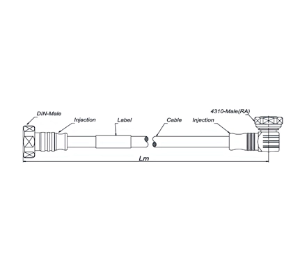 Coaxial Jumper Cable SF 1/4''-50-Pe, 4.3-10 Male Right Angle to 7-16 DIN Male, 1 Meter