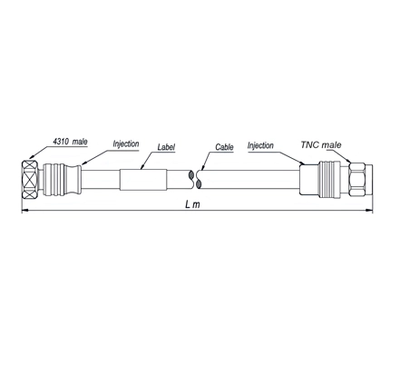 RRU Cable Assembly SF 3/8''-50-FRNC, N Male Straight to N Male Right Angle, 20 Meters