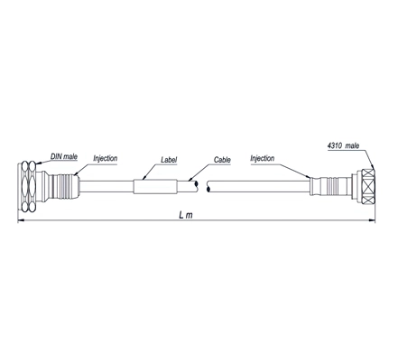 Coaxial Jumper Cable  SF 3/8''-50-PE, 4.3-10 Male Right Angle to 7-16 DIN Male, 1 Meter