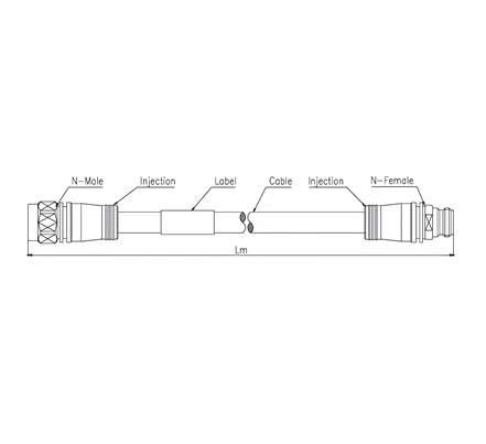 RRU Cable Assembly SF 1/4''-50-FRNC, N Male Straight to N Female Straight, 20 Meters