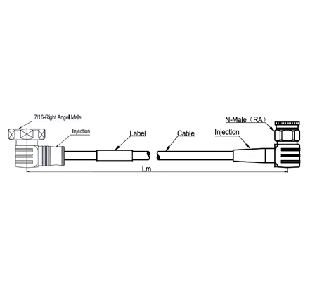 Coaxial Jumper Cable SF 3/8''-50-PE, 7-16 Male Right Angle to N Male Right Angle, 1 Meter