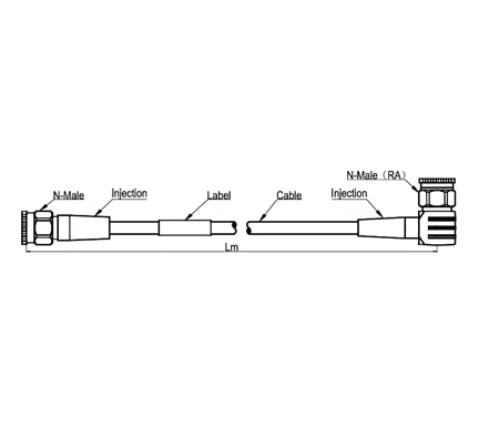 RRU Cable Assembly SF 1/4''-50-FRNC, N Male Straight to N Male Right Angle, 20 Meters