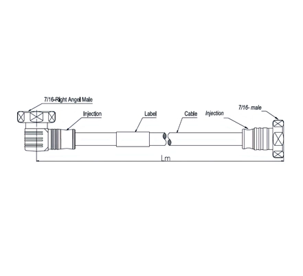 RF Cable Assembly SF 1/4''-50-PE, 7-16 DIN Male to 7-16 DIN Male Right Angle, 10 Meters