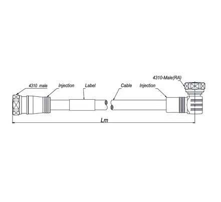 RRU Jumper Cable Sf 1/4''-50-PE, 4.3-10 Male to 4.3-10 Male Right Angle, 8 Meters