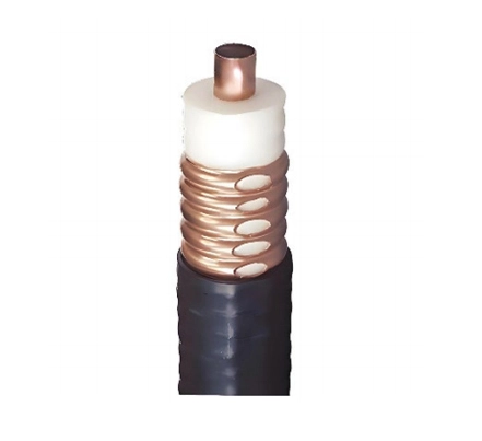 Coaxial Tetra Radiating Cable, 400MHz, Slotted Corrugated Copper Tube, 1-1/4 in, Black PE Jacket