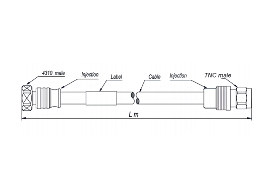 outdoor cable assembly sf 1/4''-50-frnc, tnc male straight to 4.3-10 male straight, 25 meters