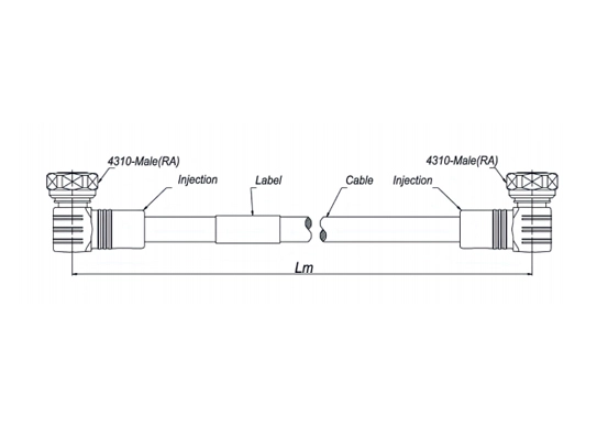 outdoor jumper cable sf 1/4''-50-lszh, 4.3-10 male right angle to 4.3-10 male right angle, 5 meters