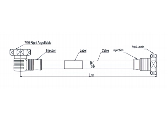 rf cable assembly sf 1/4''-50-pe, 7-16 din male to 7-16 din male right angle, 10 meters