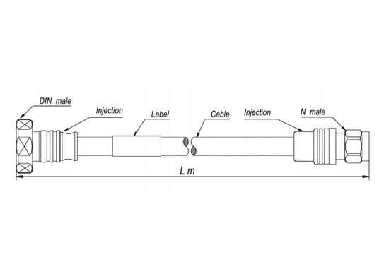 coaxial cable assembly sf 3/8''-50-frnc, 7-16 male straigjt to n male straight, 15 meters