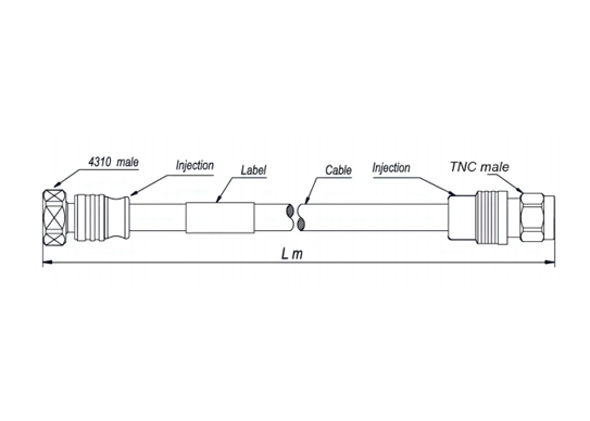 outdoor cable assembly sf 3/8''-50-frnc, tnc male straight to 4.3-10 male straight, 25 meters