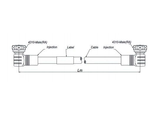 outdoor jumper cable sf 3/8''-50-lszh, 4.3-10 male right angle to 4.3-10 male right angle, 5 meters