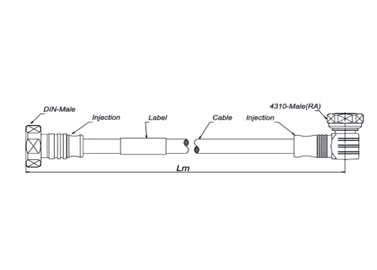 outdoor cable assembly sf 3/8''-50-lszh, tnc male straight to 4.3-10 male straight, 25 meters