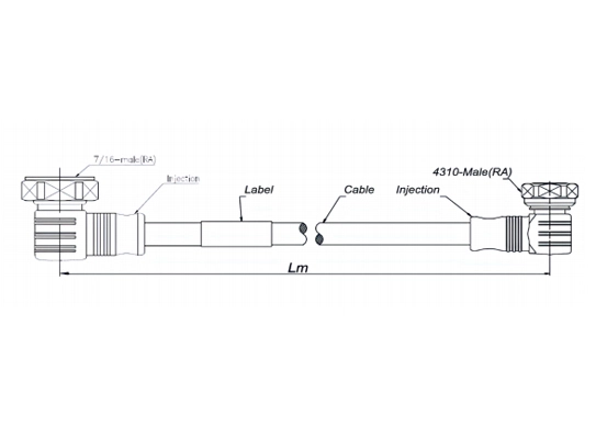 rf jumper cable sf 1/2''-50-pe, 7-16 male right angle to 4.3-10 male right angle, 3 meters