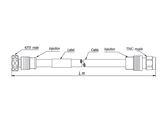 outdoor cable assembly sf 1/2''-50-frnc, tnc male straight to 4.3-10 male straight, 25 meters