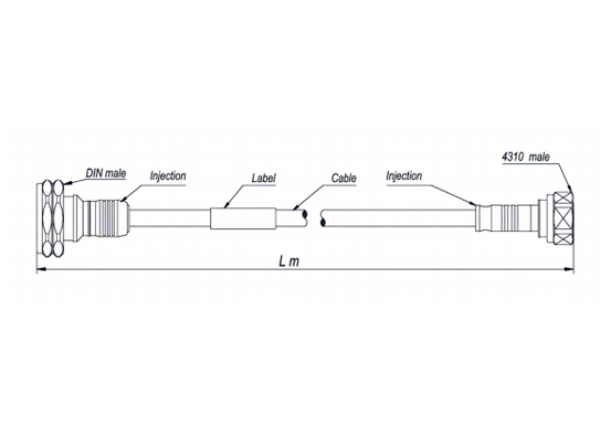 coaxial jumper cable sf 1/2''-50-pe, 4.3-10 male right angle to 7-16 din male, 1 meters